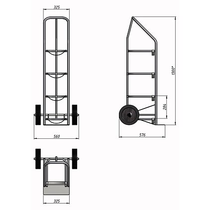 Тележка для перевозки 4-х баллонов с водой ВД 4 г/п 95 кг.колеса литые 250 мм