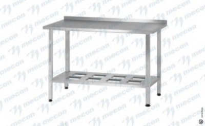 Стол производственный СПРн -  "Norma Inox", борт (полка-решетка; ножка профильная, тр. 40*40)