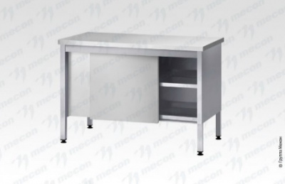 Стол производственный закрытый СПЗп -  "Profi Inox", двери-купе, полка сплошная