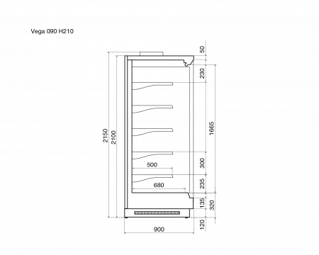 Среднетемпературный охлаждаемый стеллаж VEGA 090 H210
