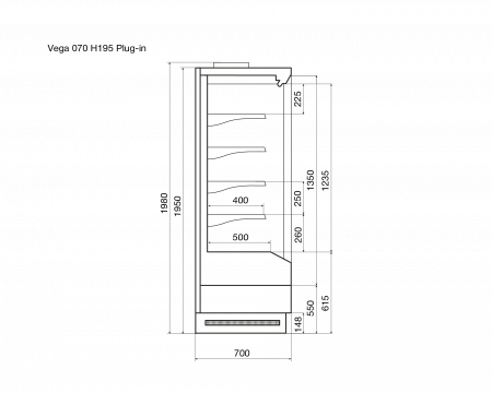 Среднетемпературный охлаждаемый стеллаж VEGA 070 H195 Plug-in