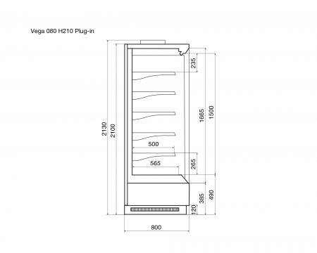 Среднетемпературный охлаждаемый стеллаж VEGA 080 H210 Plug-in