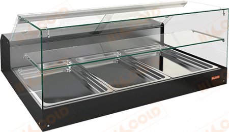 Настольная горизонтальная холодильная витрина с полкой HICOLD VRS 3 GN S