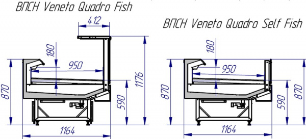 Гастрономические витрины VENETO QUADRO рыба на льду