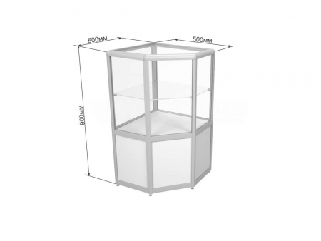 Прилавок угловой из алюминиевого профиля (стекло 500)