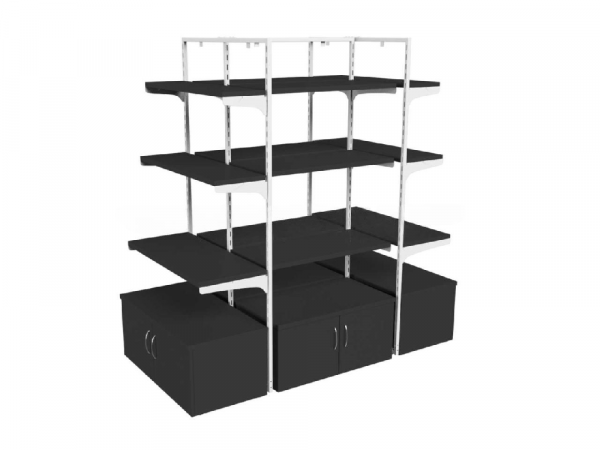 Островной Стеллаж H-1800 комбинированный черный