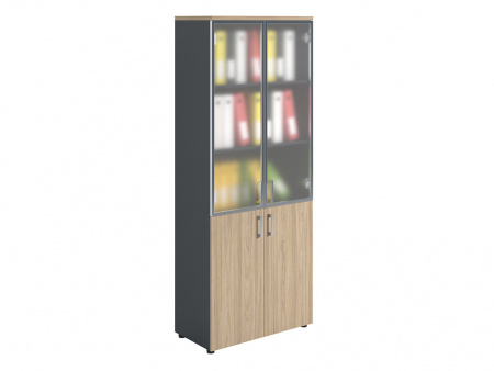 Шкаф NW 2080/2G со стеклом вяз натуральный/антрацит