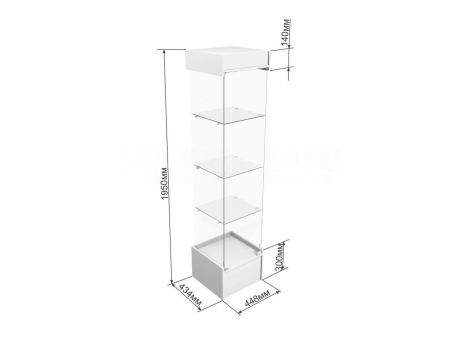 Пенал стеклянный с дверками (подиум — 300 мм)