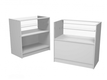 Прилавок демонстрационный эконом стекло 350 (Белый)