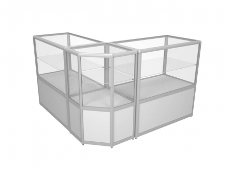 Прилавок угловой из алюминиевого профиля (стекло 500)