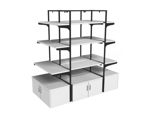 Островной Стеллаж H-1800 комбинированный с накопителем Белый