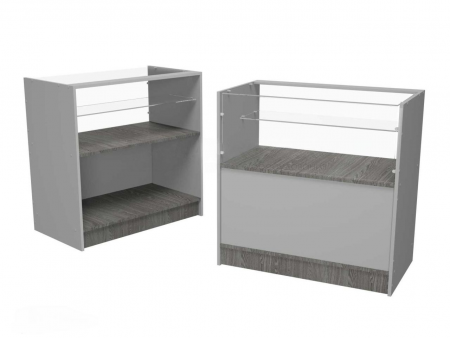 Прилавок демонстрационный эконом стекло 350 (Серый/Ясень черный)