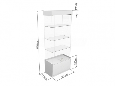 Витрина стеклянная с дверками (подиум — 500 мм)