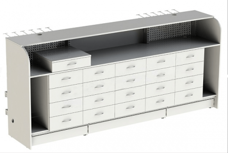 Кассовый модуль прямой с выдвижными ящиками, 2400х500 мм h=1100